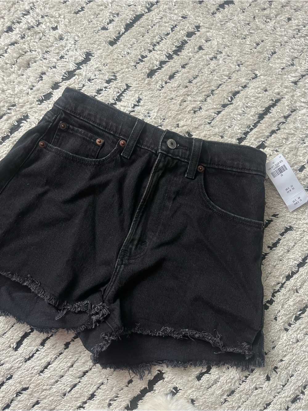 Abercrombie Black Frayed Hem Denim Shorts